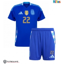 Camiseta Argentina Lautaro Martinez #22 Visitante Equipación para niños Copa America 2024 manga corta (+ pantalones cortos)